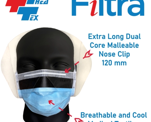 4-Layer Tie On Visor Mask Blue2