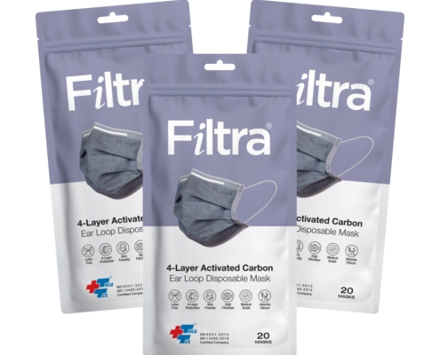 4-Ply Ear Loop Carbon Mask Pouch Pack of 3